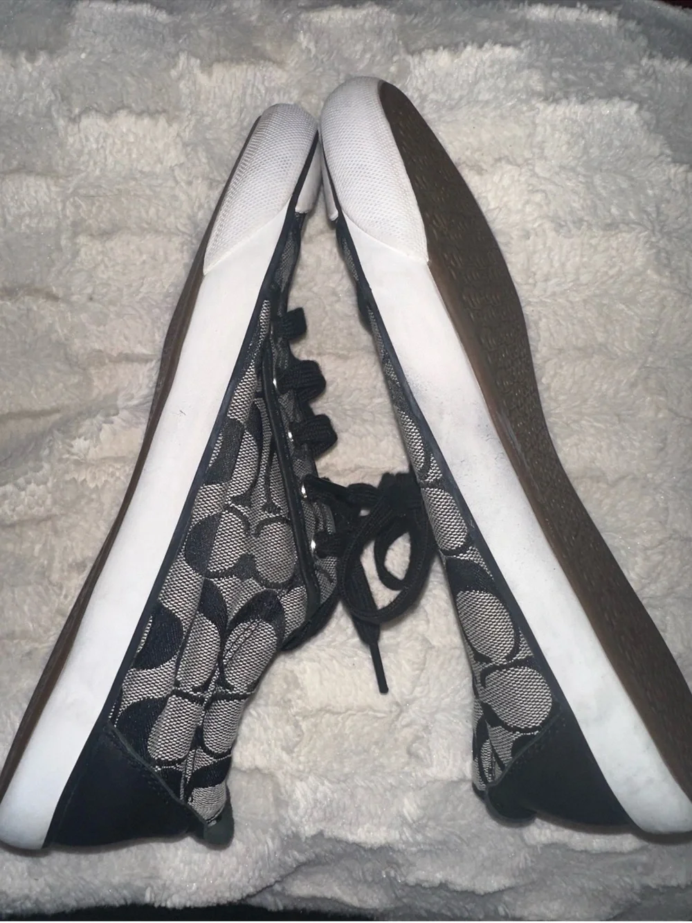 Sz 91/2B Coach Barrett Black Signature Monogram Canvas Sneakers